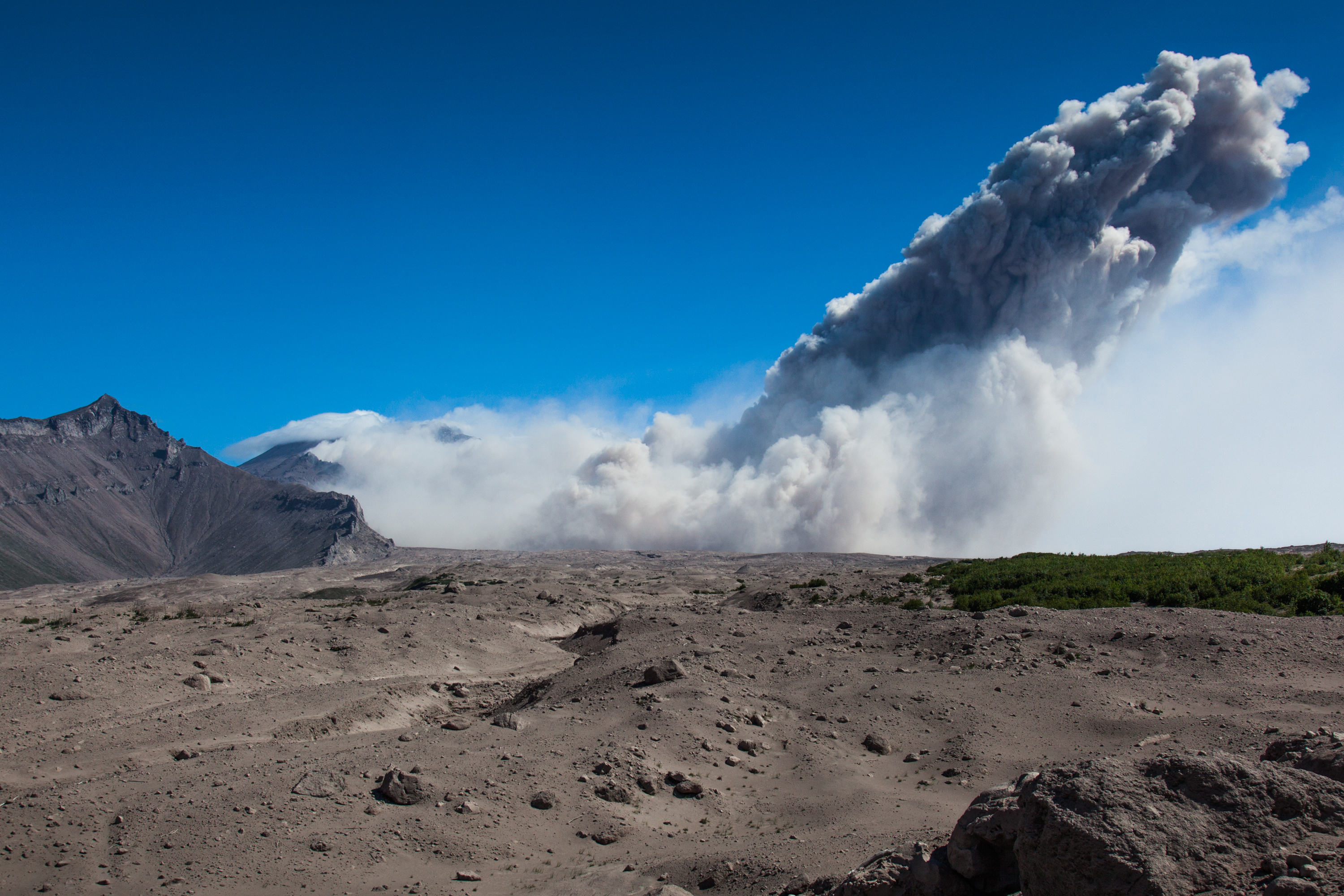 Aschewolken über dem Vulkan Shiveluch. Bild: Adriane Rohnfelder.